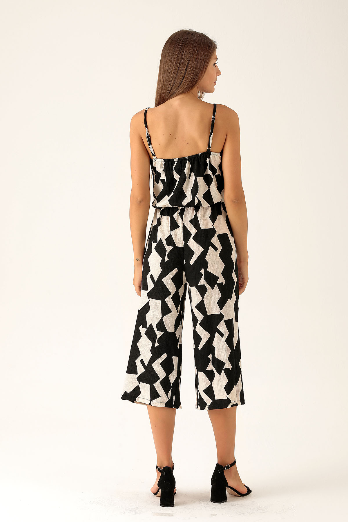 Askılı Desenli Tulum - 6718A Zebra - 5