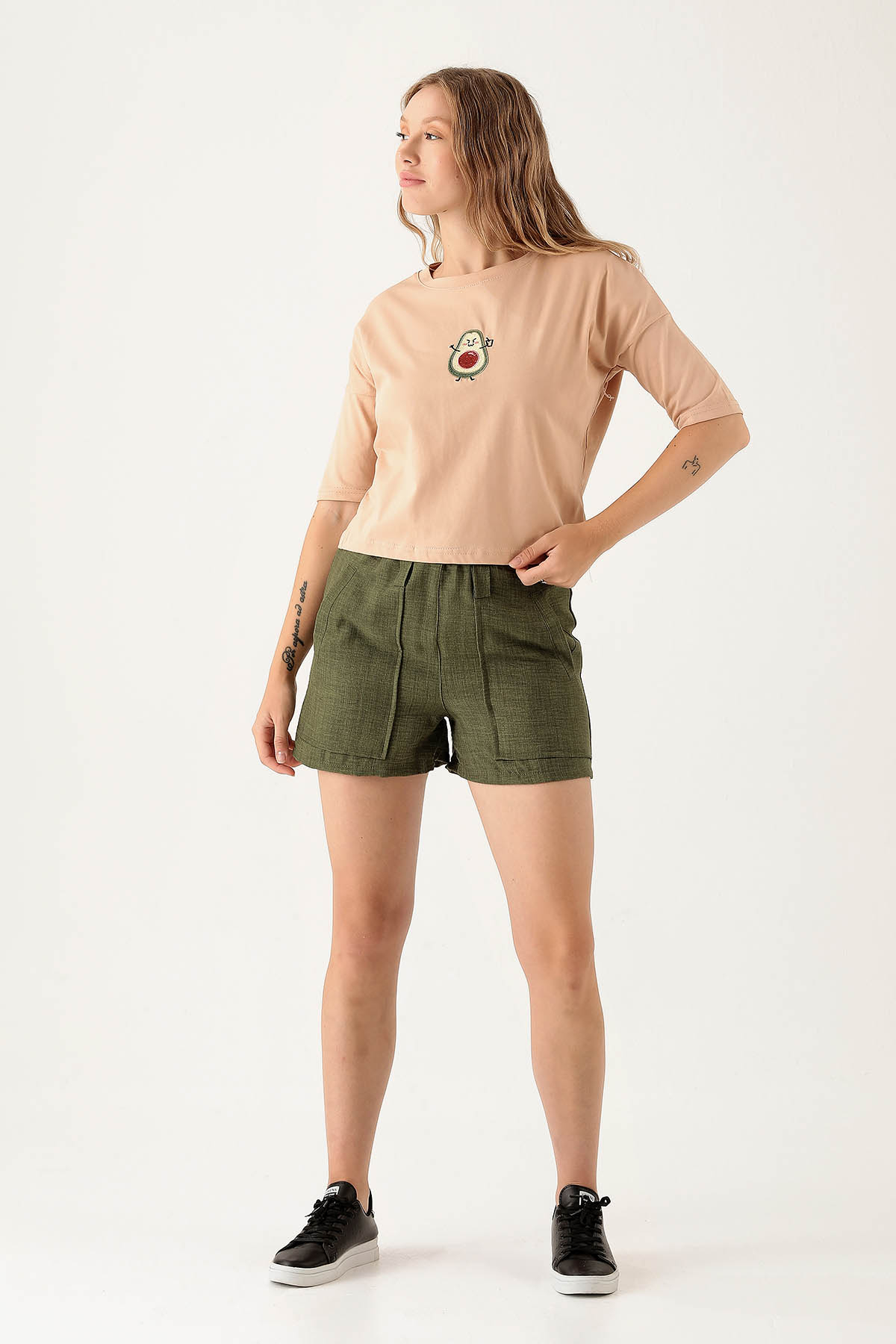 Avakado Baskı Tişört - 12100 Bej - 3