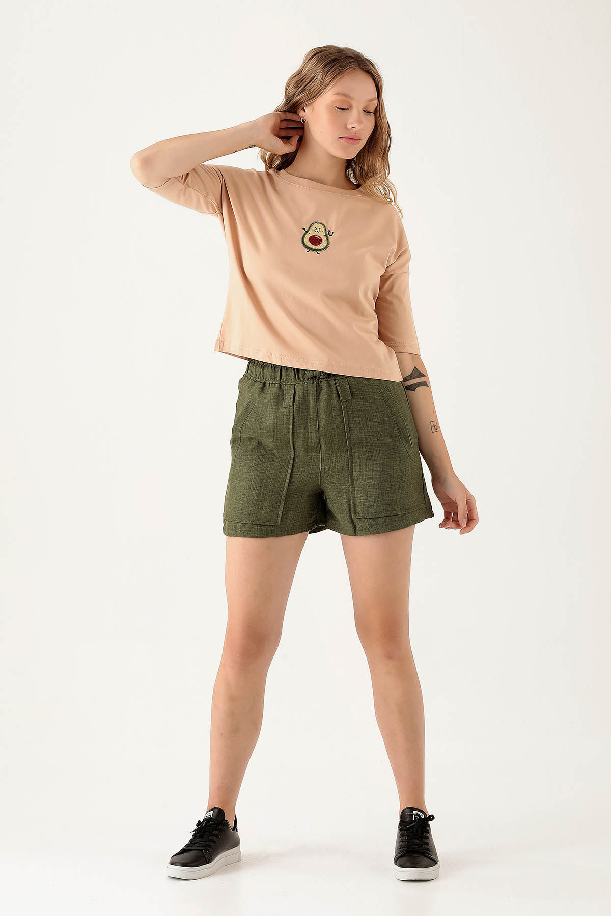 Avakado Baskı Tişört - 12100 Bej - 4