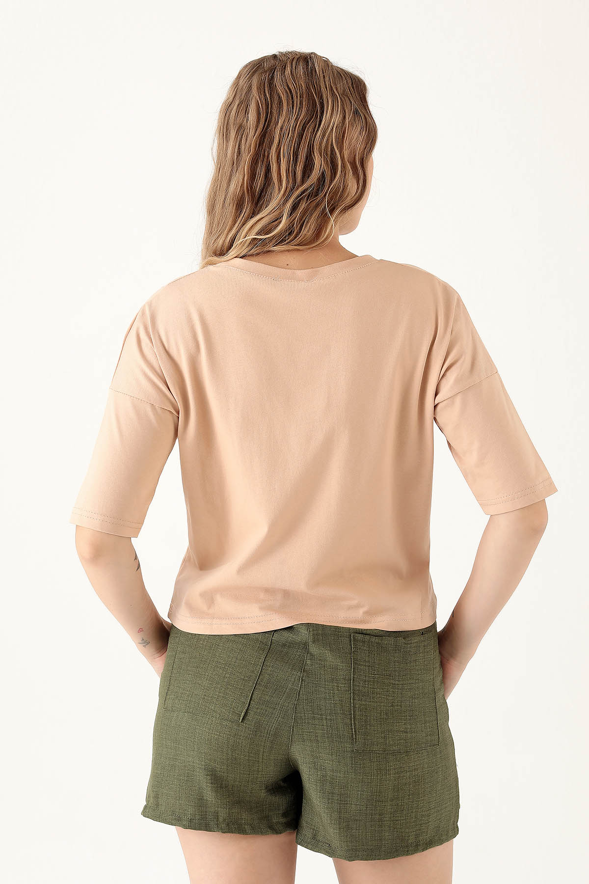 Avakado Baskı Tişört - 12100 Bej - 5