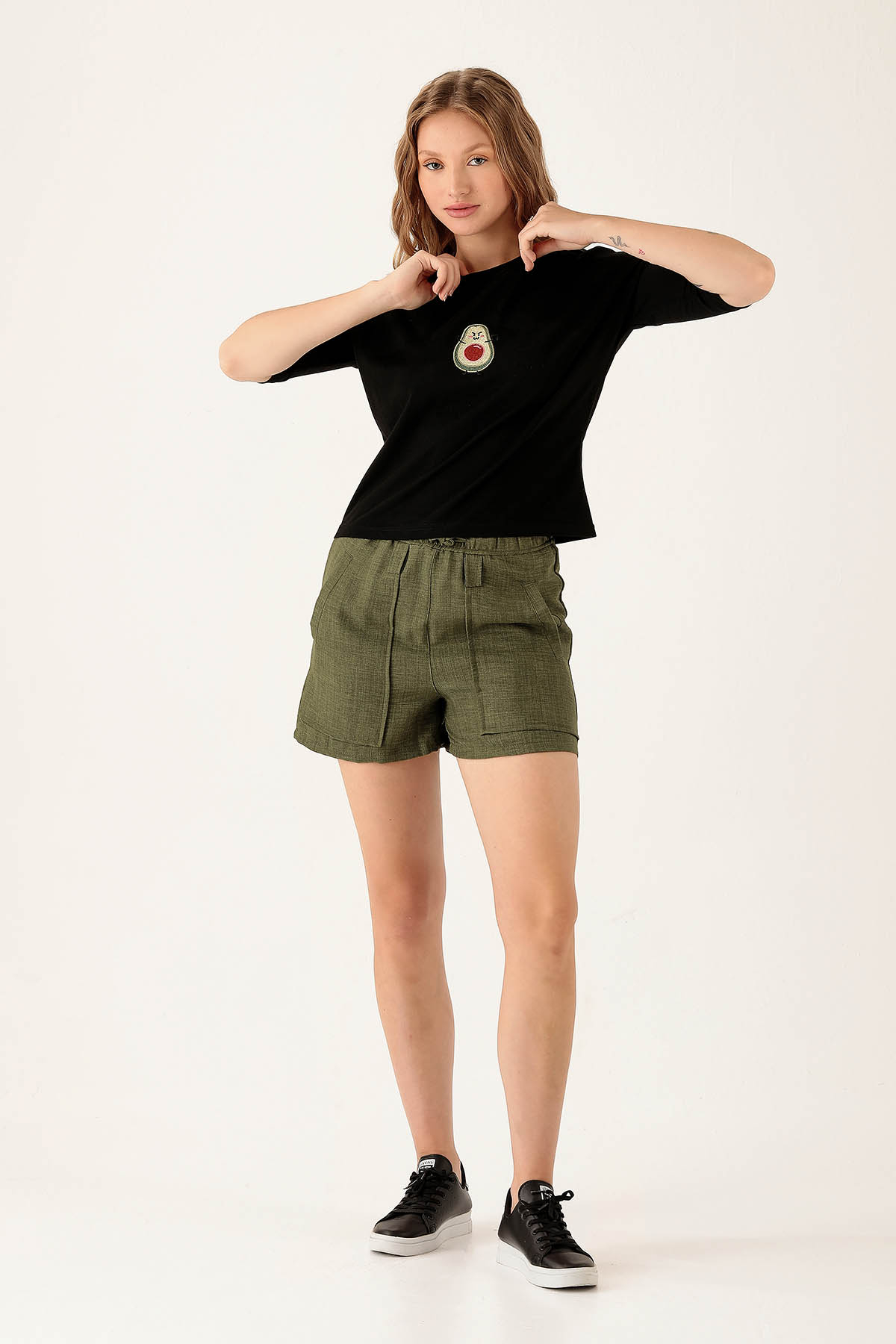 Avakado Baskı Tişört - 12100 Siyah - 4