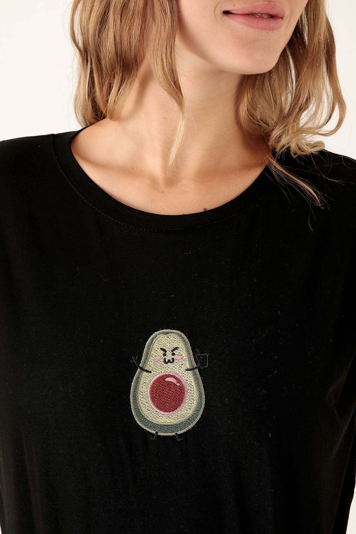 Avakado Baskı Tişört - 12100 Siyah - 6