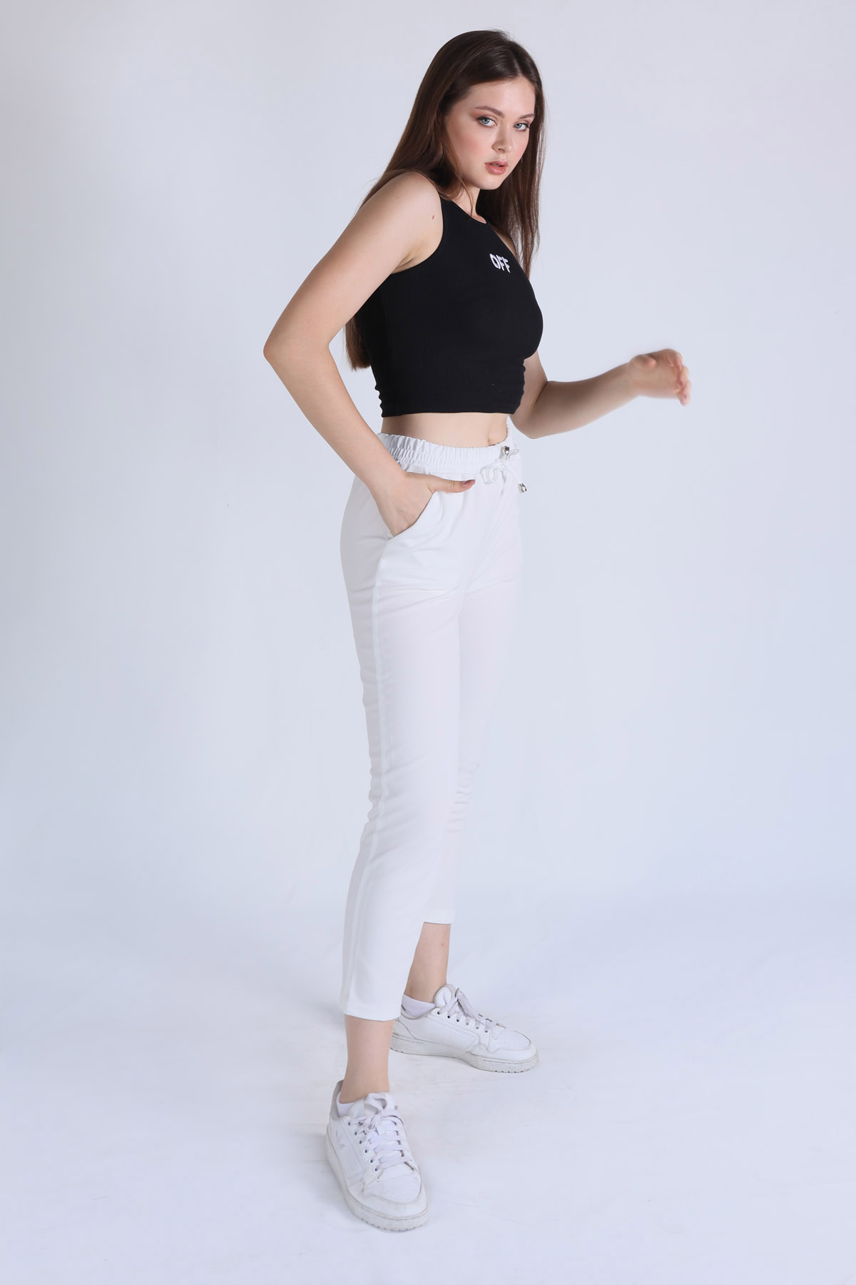 Bağcık Detay Pantolon 2119 Beyaz - 3