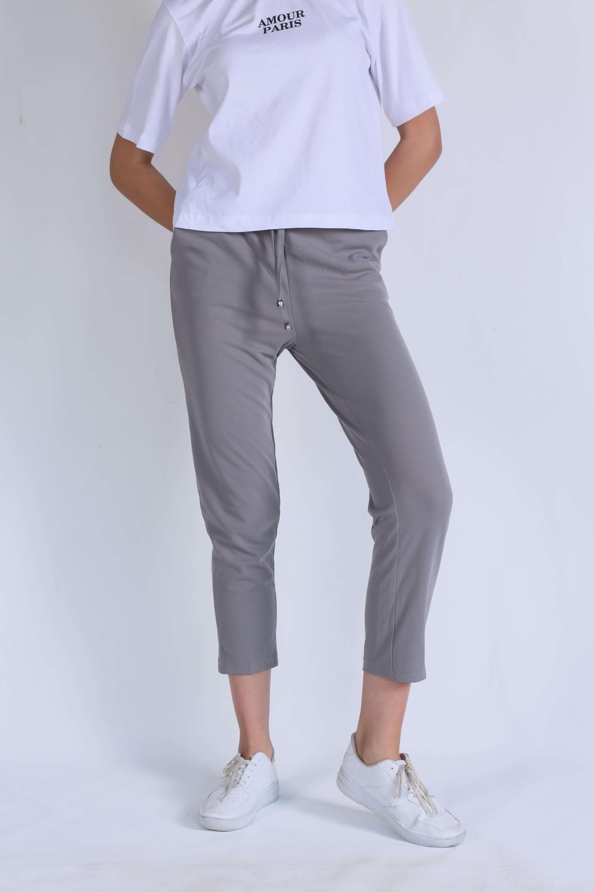Bağcık Detay Pantolon 2119 Gri - 3