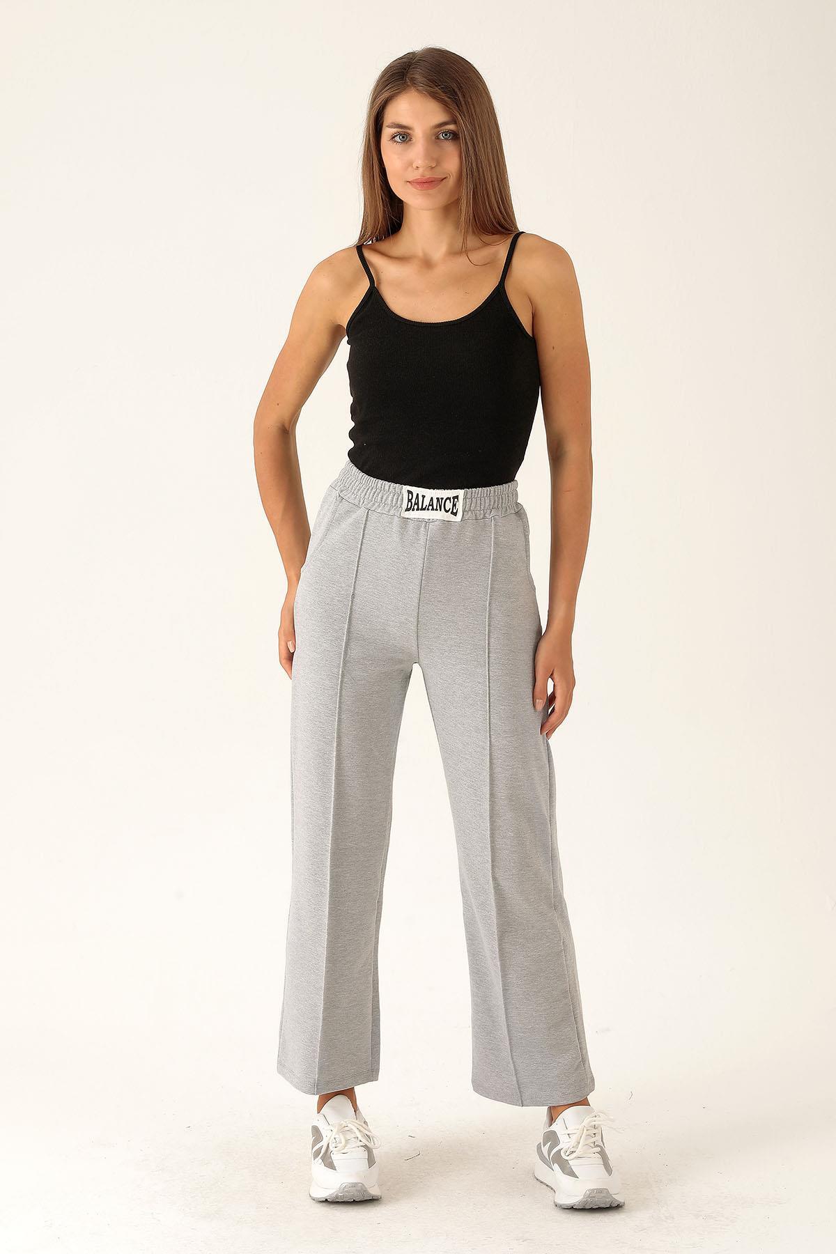 Balance Armalı Bol Paça Bayan Eşofman - 7229M Gri 