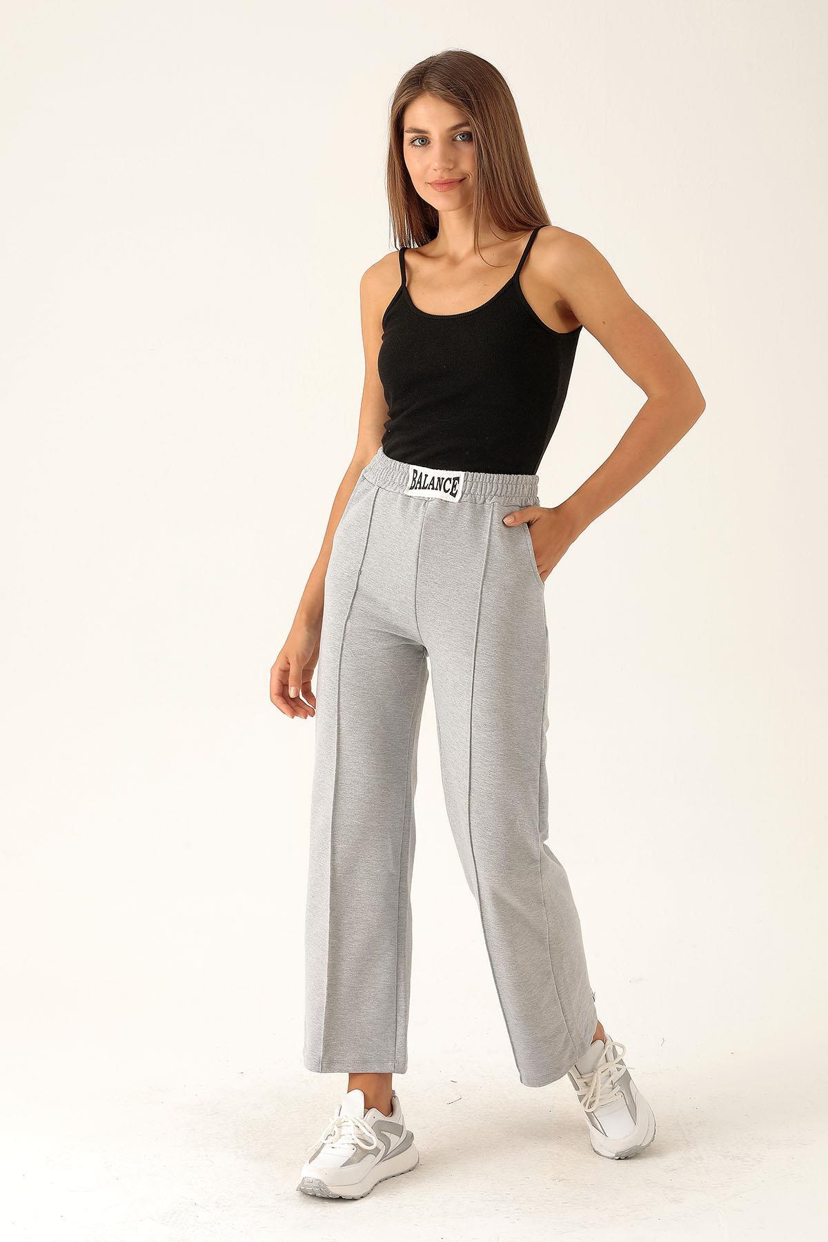 Balance Armalı Bol Paça Bayan Eşofman - 7229M Gri - 2