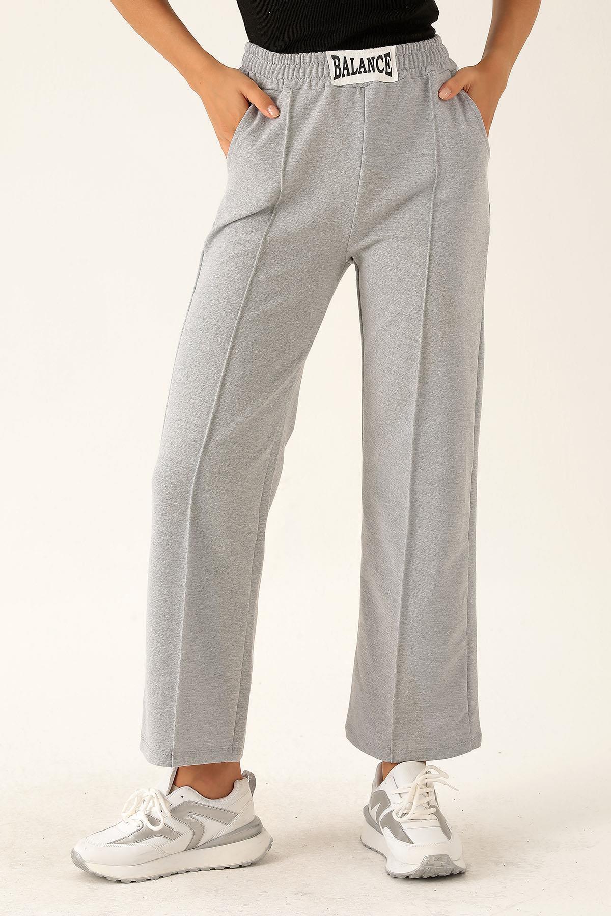 Balance Armalı Bol Paça Bayan Eşofman - 7229M Gri - 4