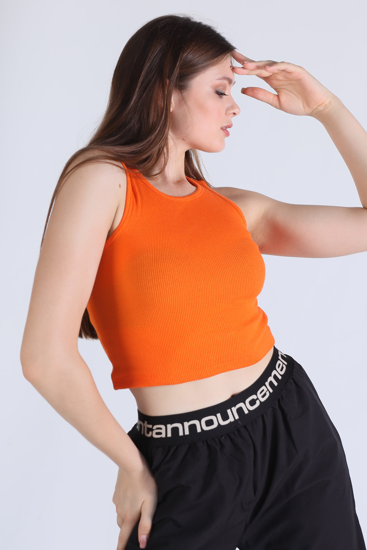 Orange Fitilli Crop Kadın Atlet 1312 - 2