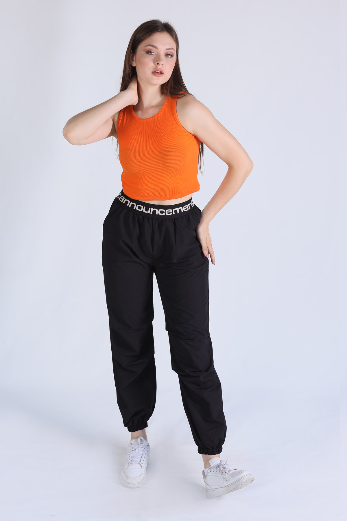 Orange Fitilli Crop Kadın Atlet 1312 - 4