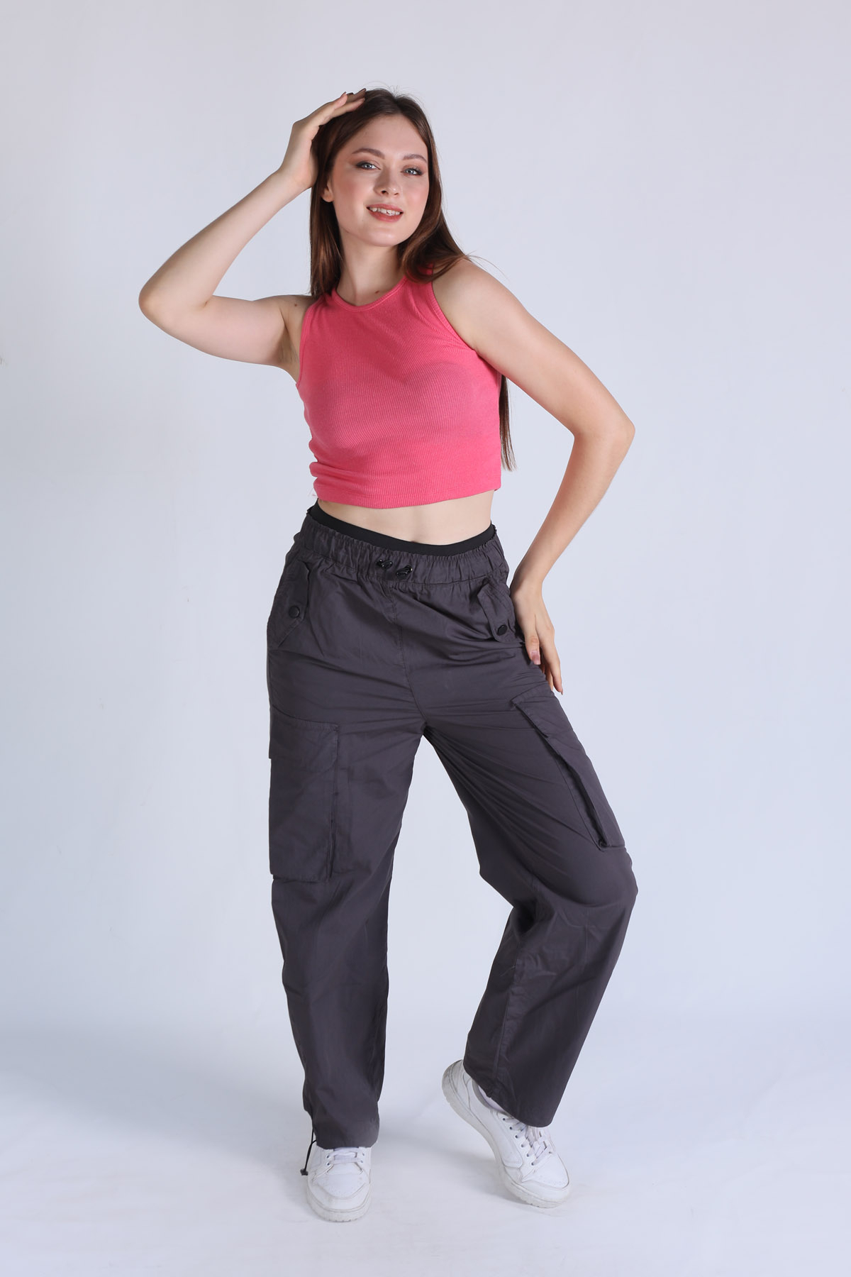 Pembe Fitilli Crop Kadın Atlet 1312 - RAYS