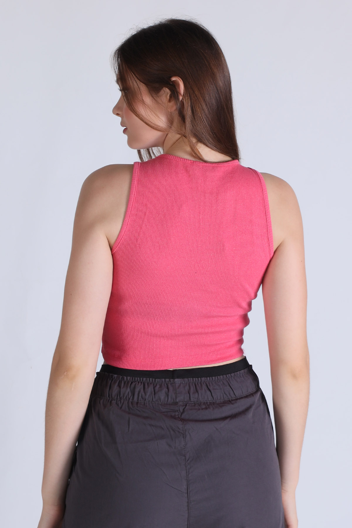 Pembe Fitilli Crop Kadın Atlet 1312 - 4