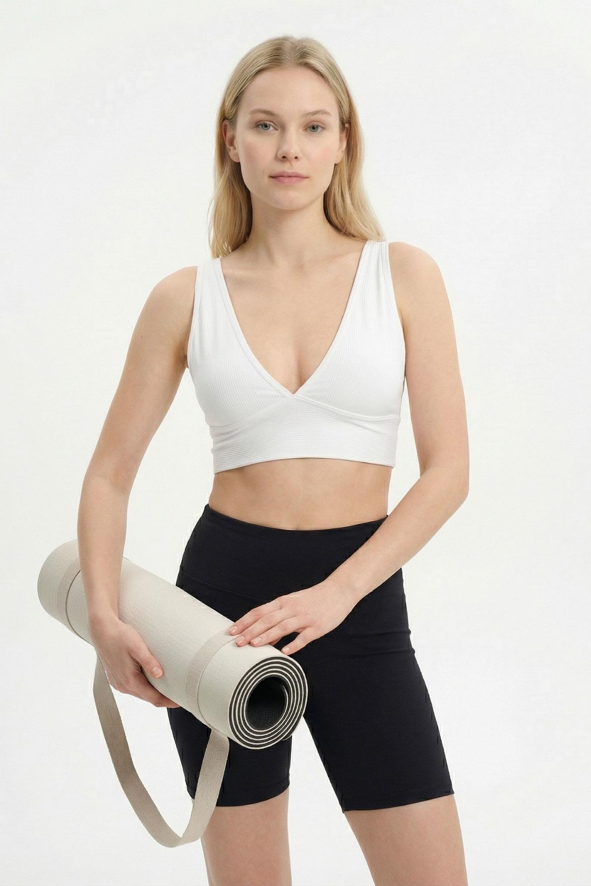 9036 V Yaka Fitilli Büstiyer Beyaz - RAYS