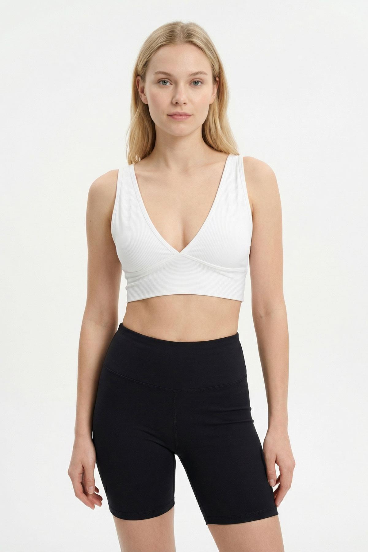 Beyaz V Yaka Fitilli Büstiyer 9036 - 3