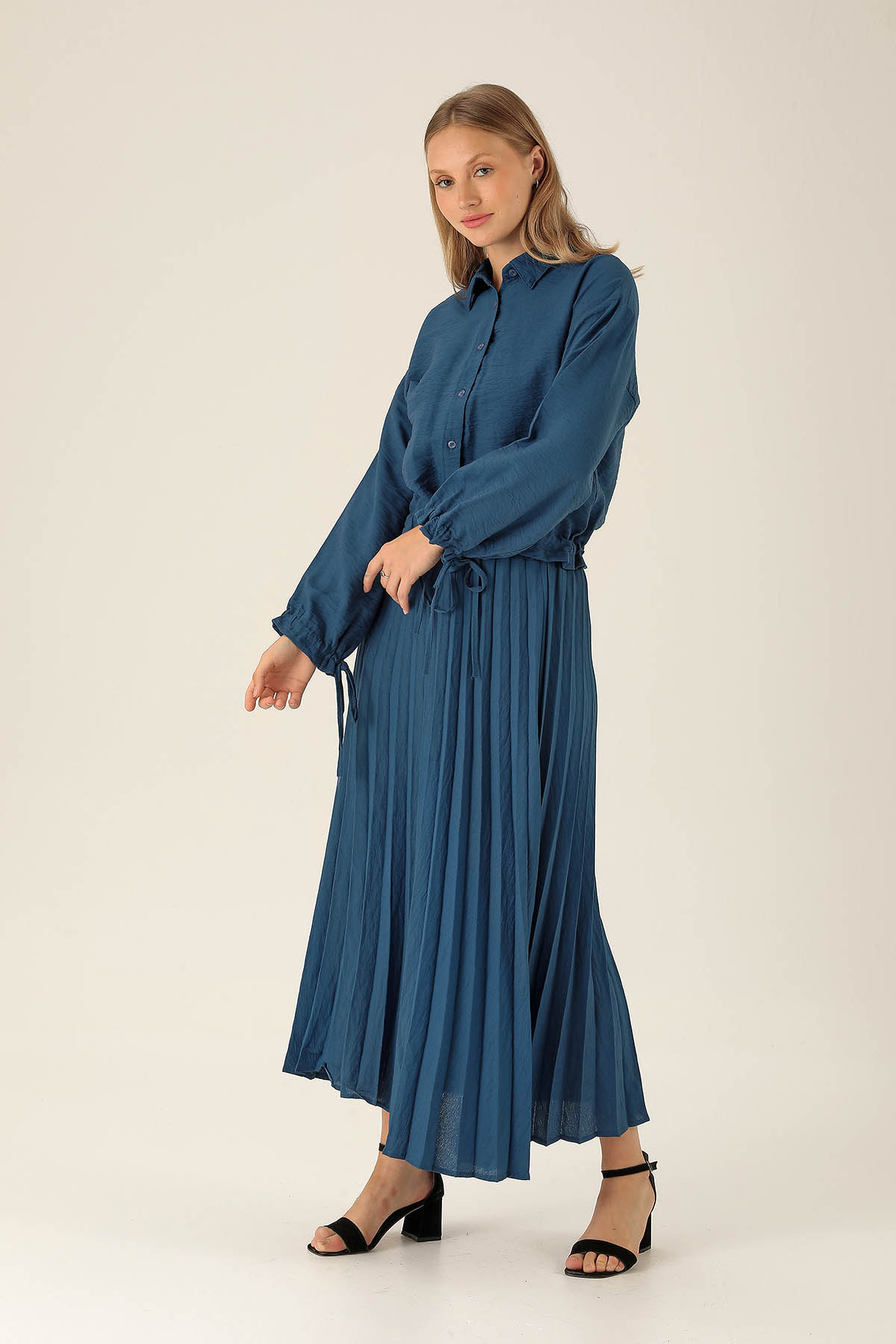 Bayan Gömlek Etek Takım - 2151 İndigo - 4