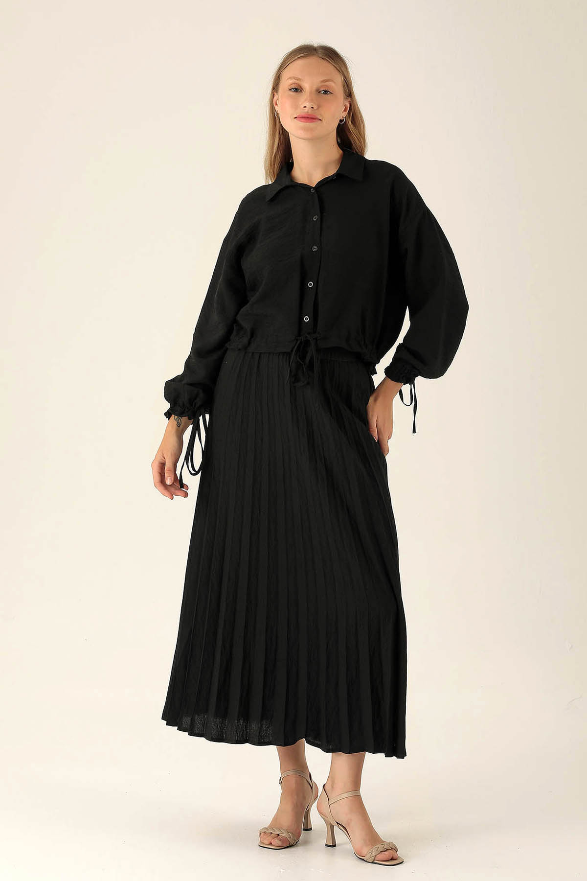 Bayan Gömlek Etek Takım - 2151 Siyah - 2