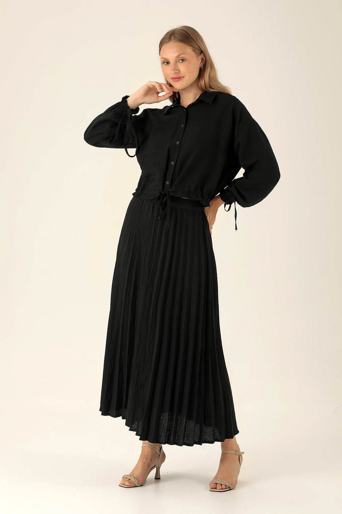 Bayan Gömlek Etek Takım - 2151 Siyah - 4