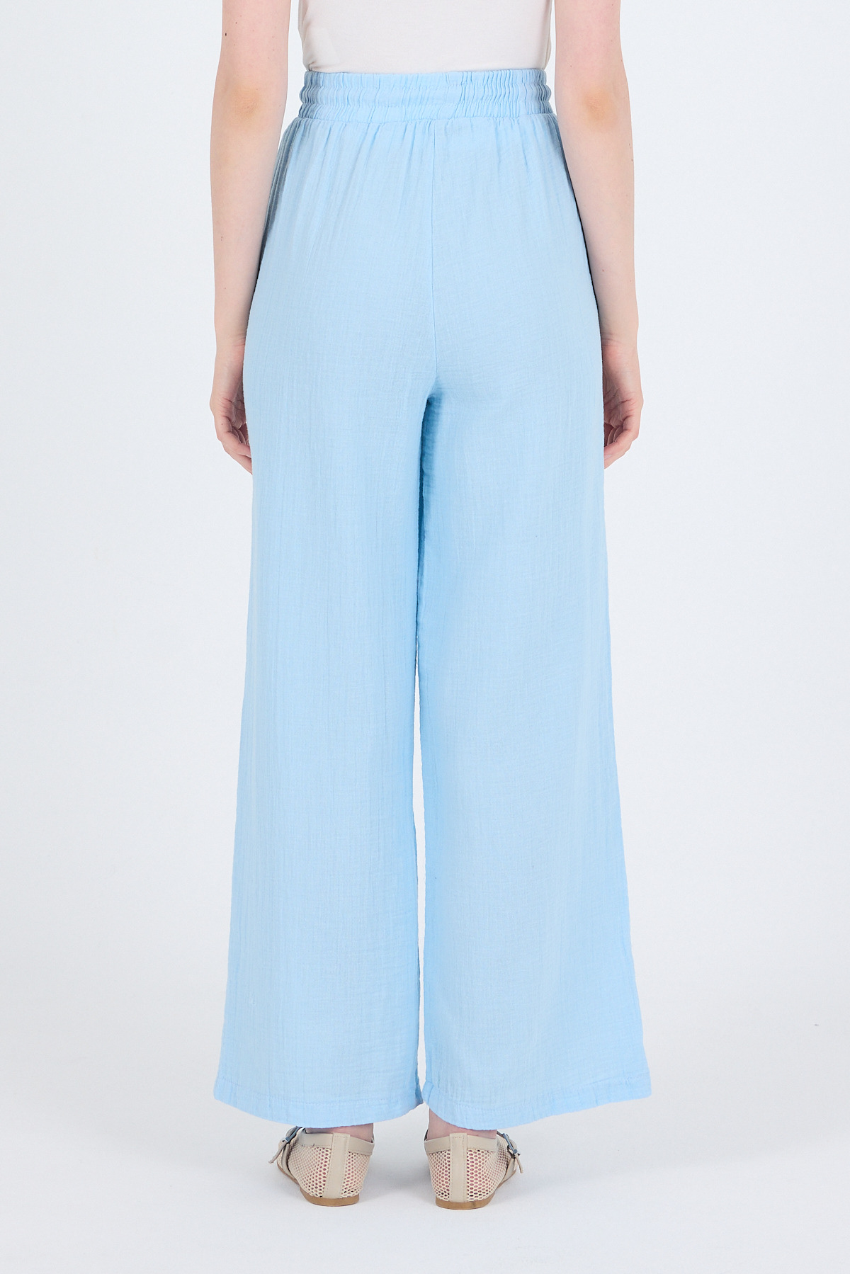 Bebe Mavi %100 Pamuk Müslin Palazzo/Bol Paça Pantolon 8056A - 6