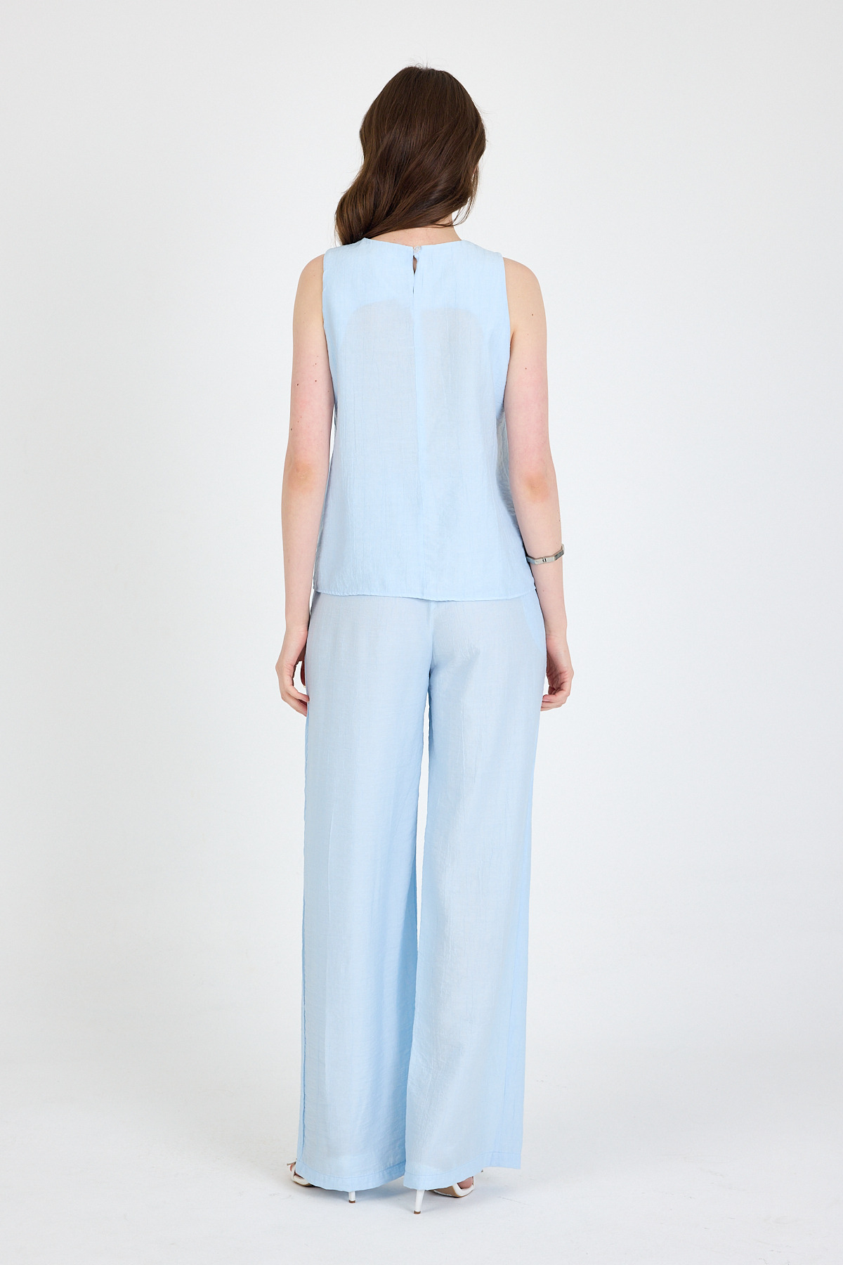 Bebe Mavi Asimetrik Kesim Bluz Pantolon İkili Takım 5219 - 5