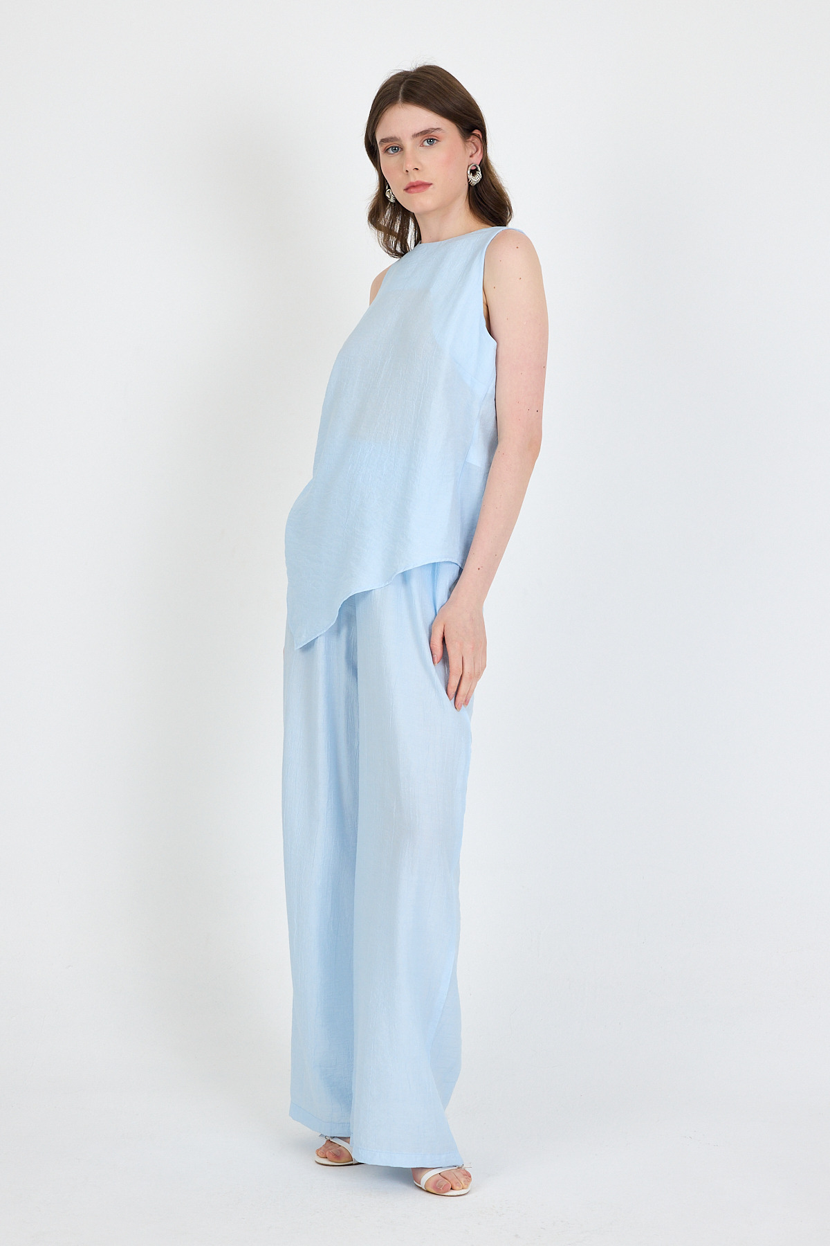 Bebe Mavi Asimetrik Kesim Bluz Pantolon İkili Takım 5219 - 6