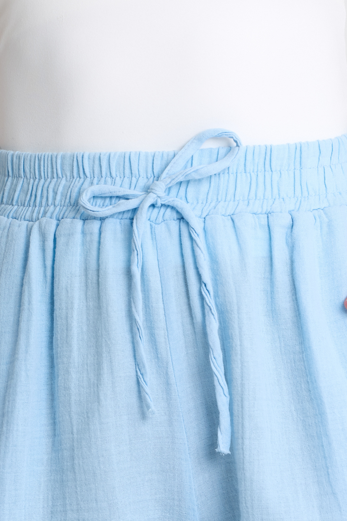 Bebe Mavi Beli Lastikli %100 Pamuk Müslin Şort 4769A - 4