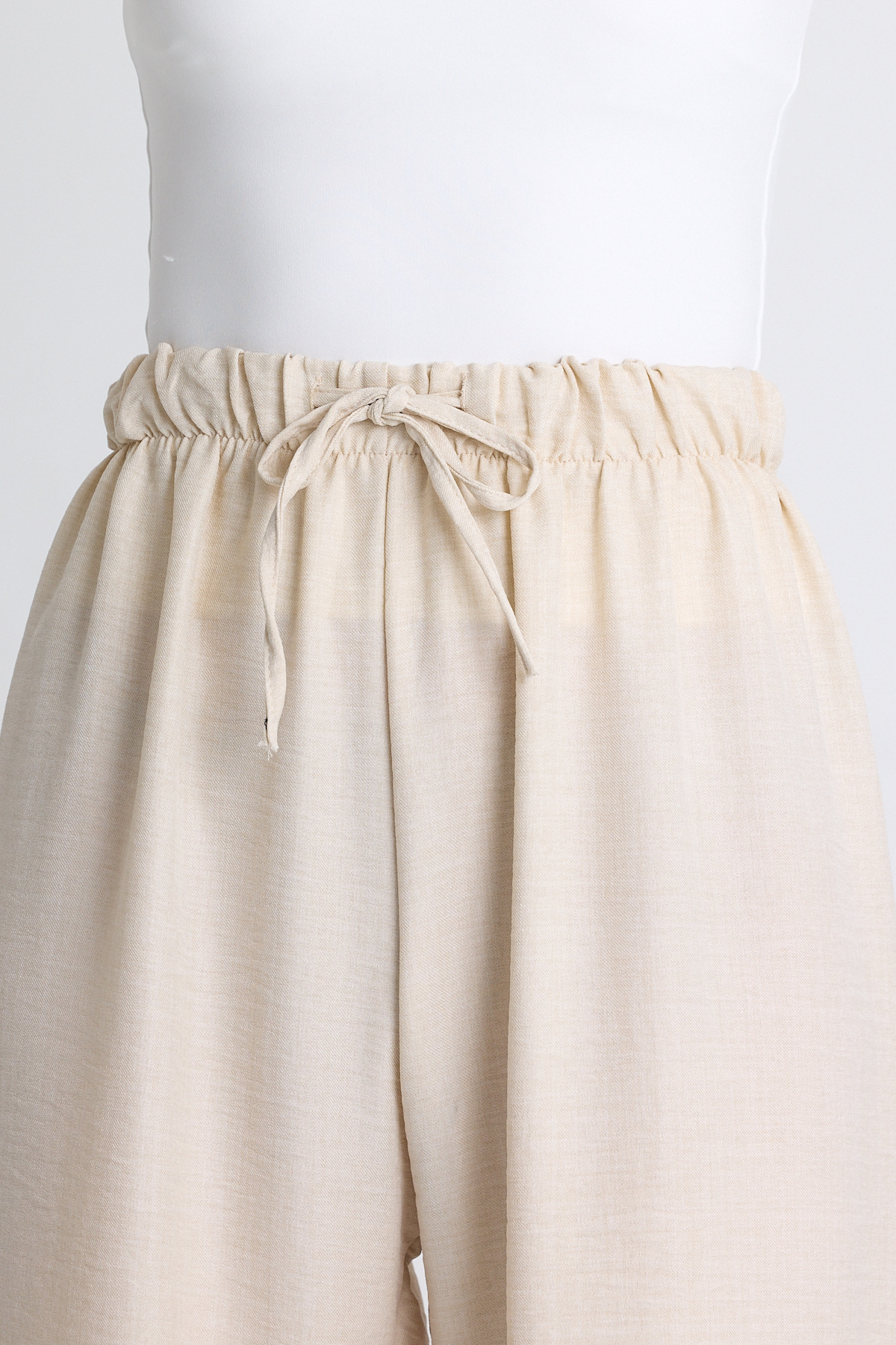 Bej Bel Lastikli Pamuklu Örme Pantolon 8045A - 4