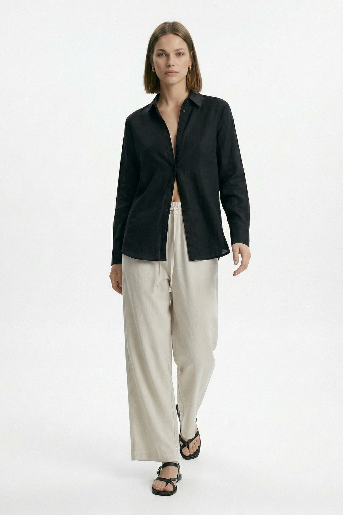 Bej Bel Lastikli Pantolon 1200 - 1