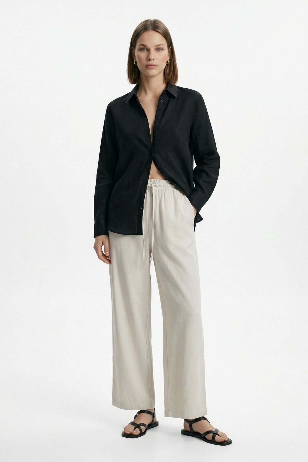 Bej Bel Lastikli Pantolon 1200 - RAYS (1)