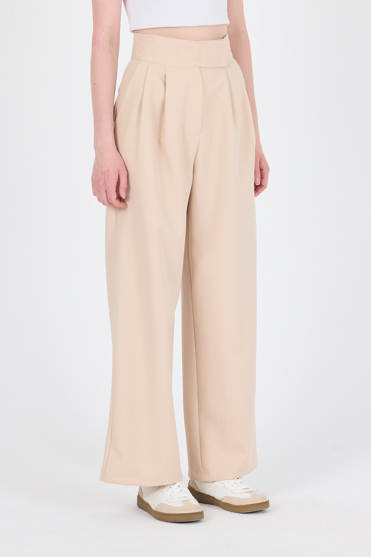 Bej Cırt Kapama Detaylı Palazzo Pantolon 1615 - 6