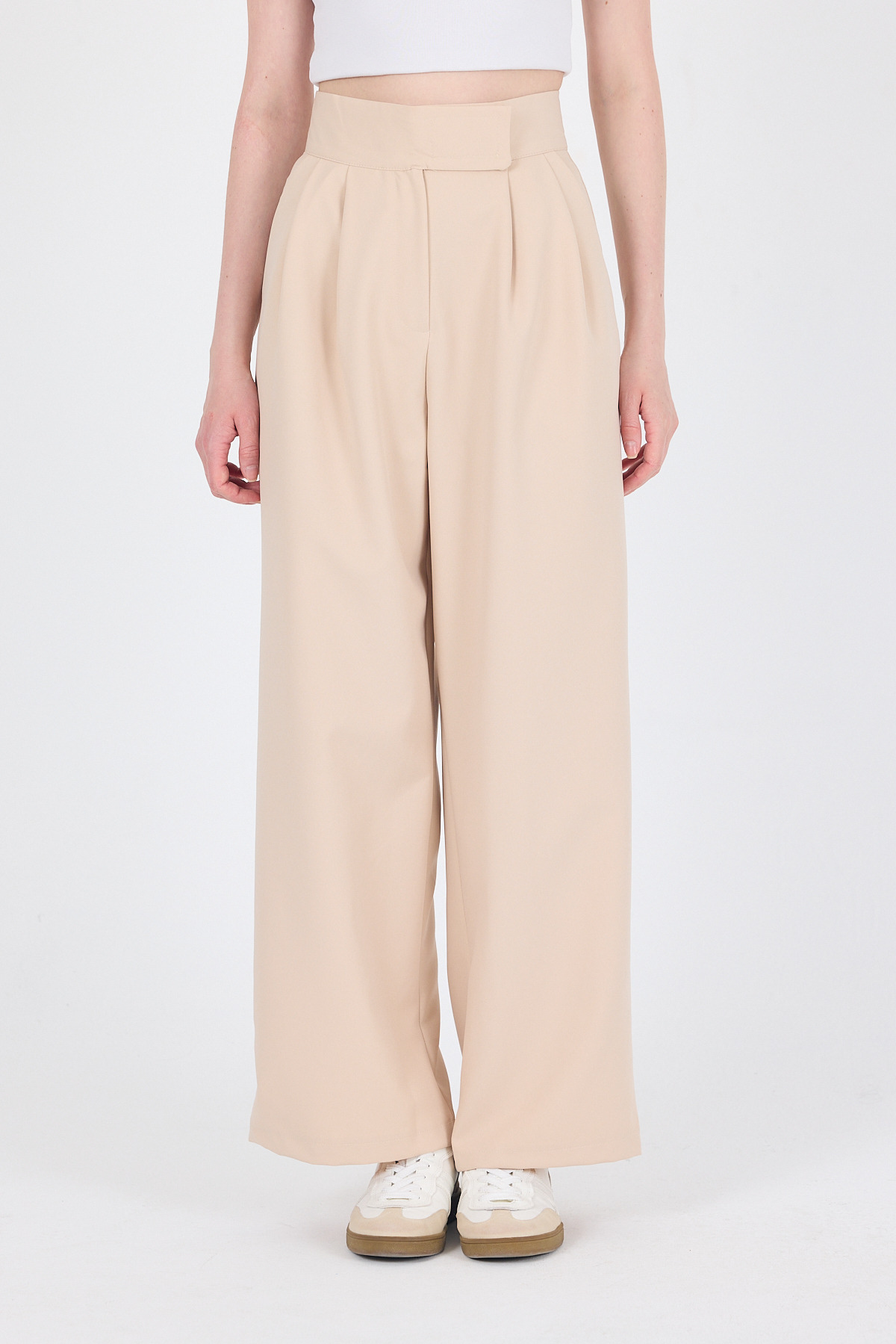 Bej Cırt Kapama Detaylı Palazzo Pantolon 1615 - 3