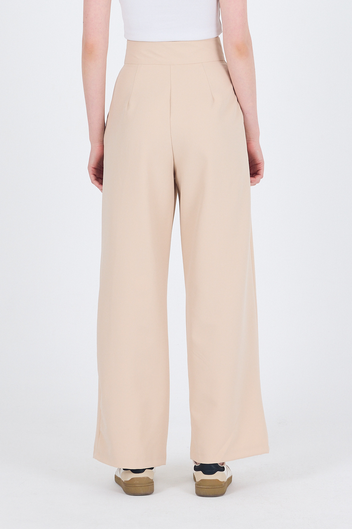 Bej Cırt Kapama Detaylı Palazzo Pantolon 1615 - 5