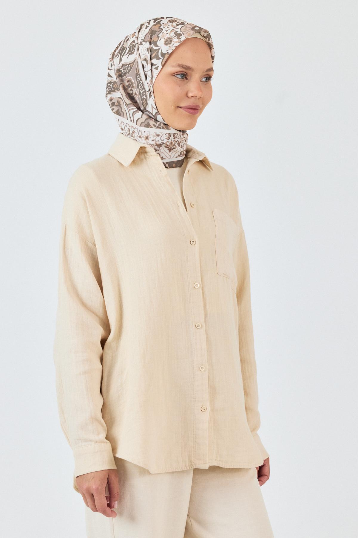 Bej Desenli Eşarp 3005 - 2