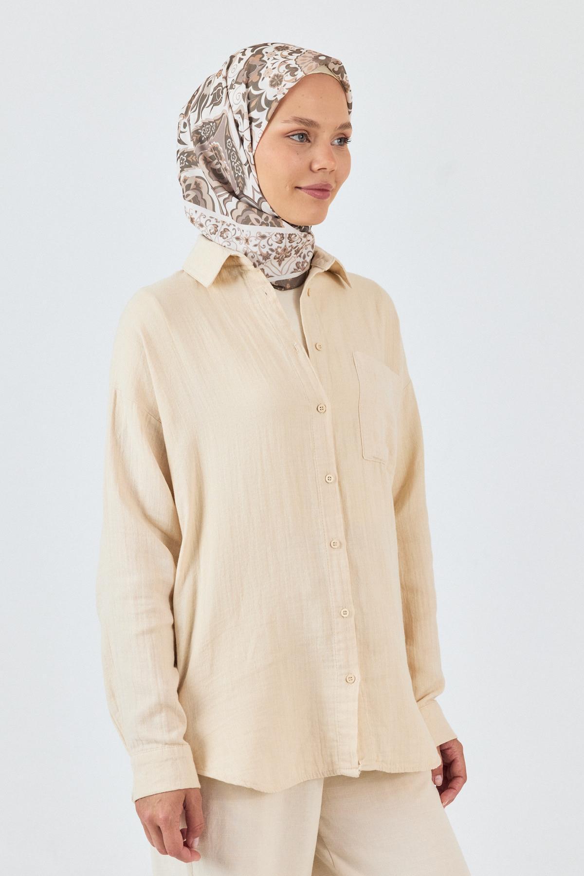 Bej Desenli Eşarp 3005 - 4