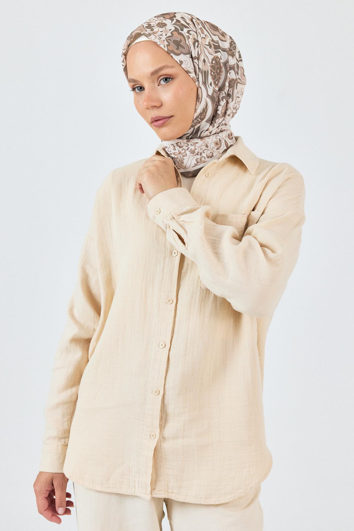 Bej Desenli Eşarp 3005 - 5