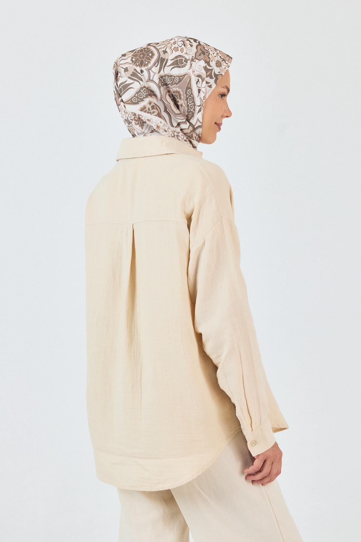 Bej Desenli Eşarp 3005 - 6