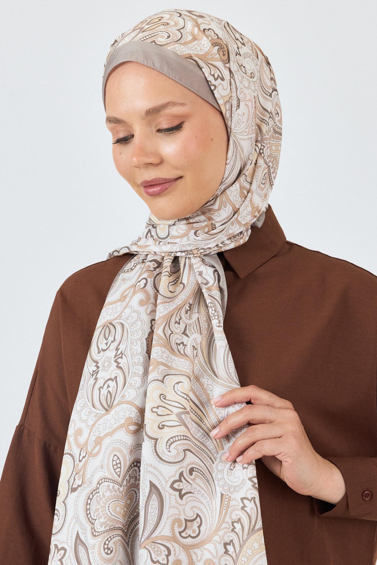 Bej Etnik Desenli Şal 4005 - 3