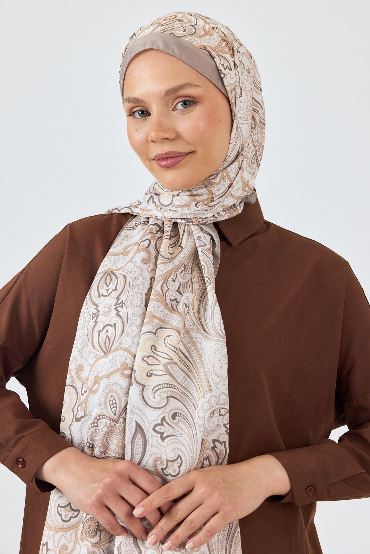Bej Etnik Desenli Şal 4005 - 5