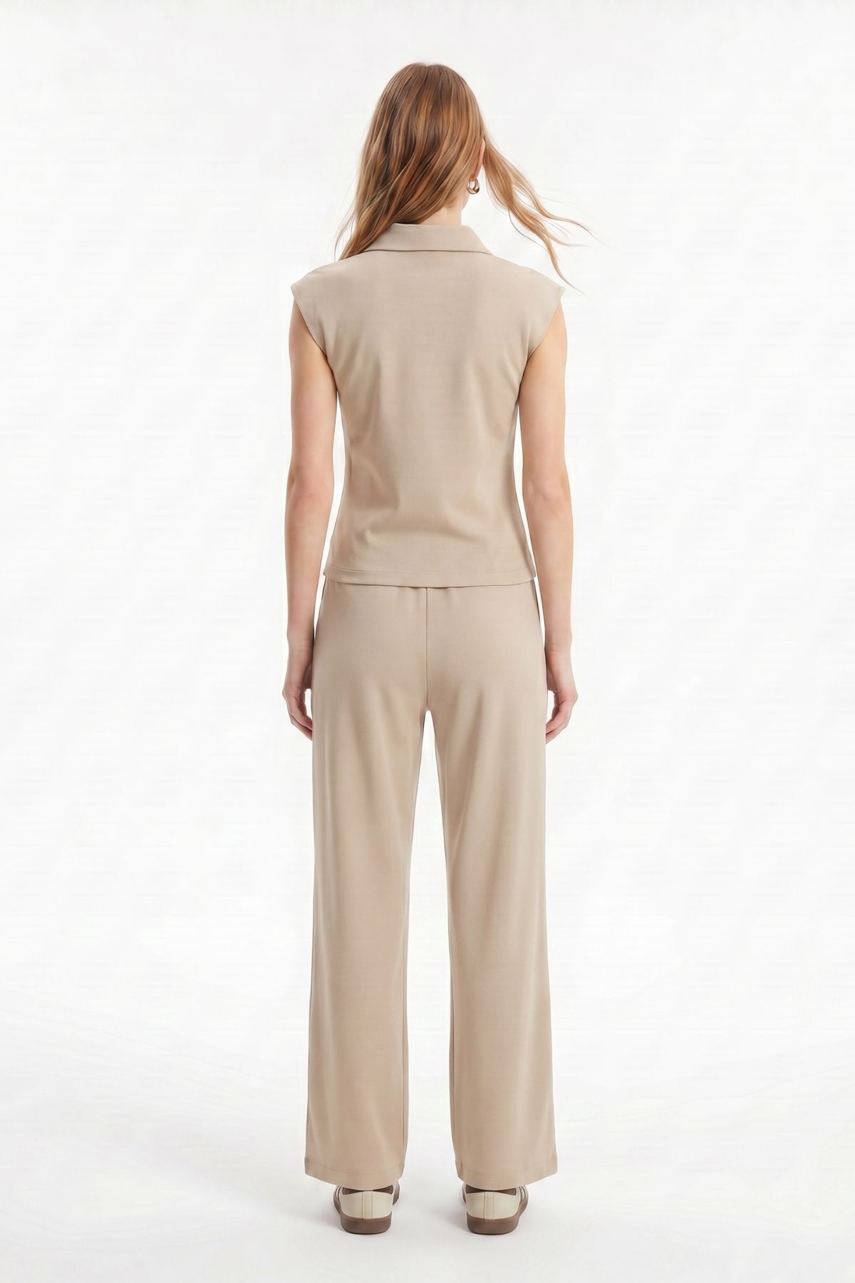 Bej Fermuarlı Bluz Pantolon Takım 2796 - RAYS