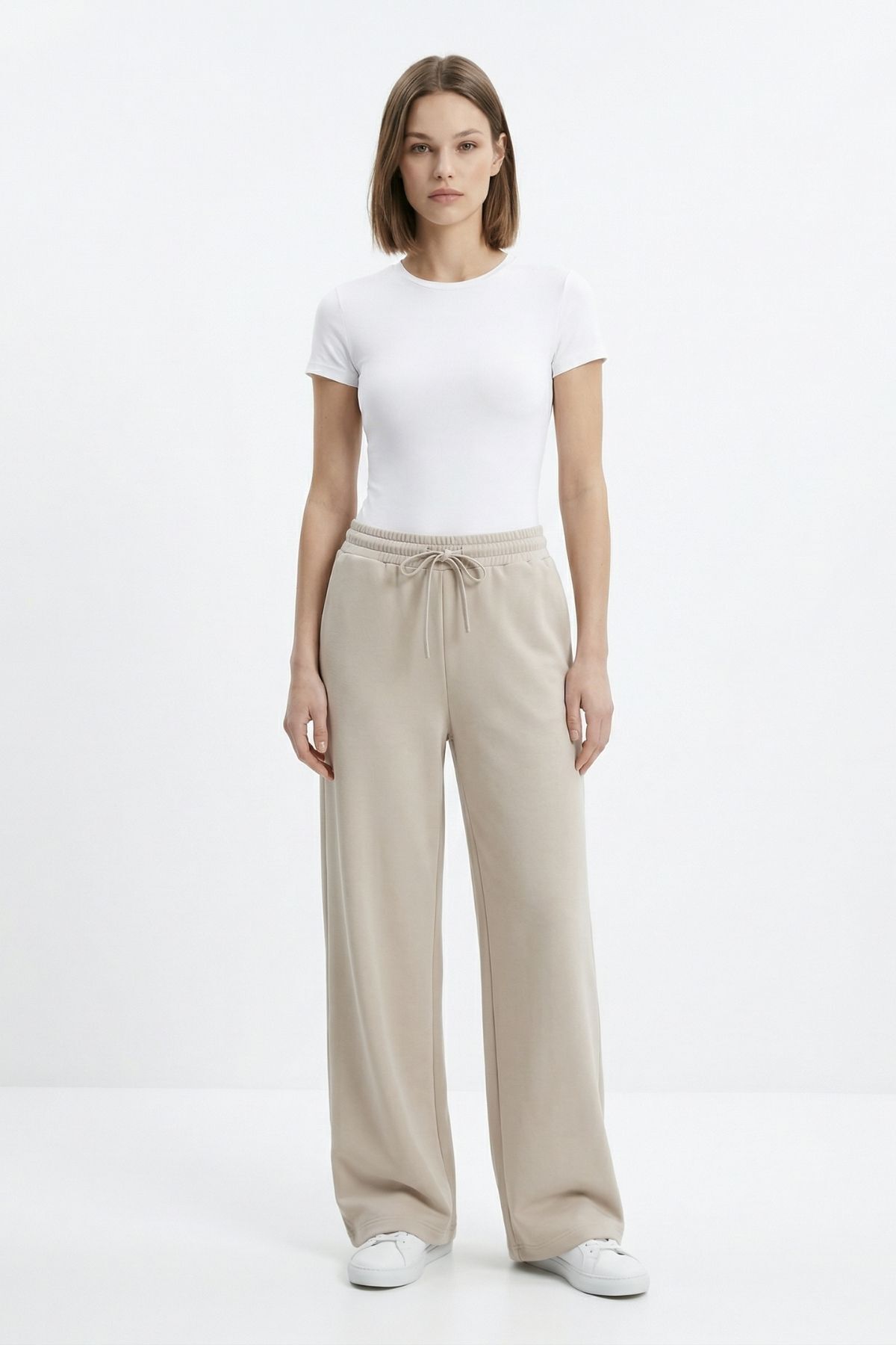 Bej Geniş Paça Eşofman 1204 - 2