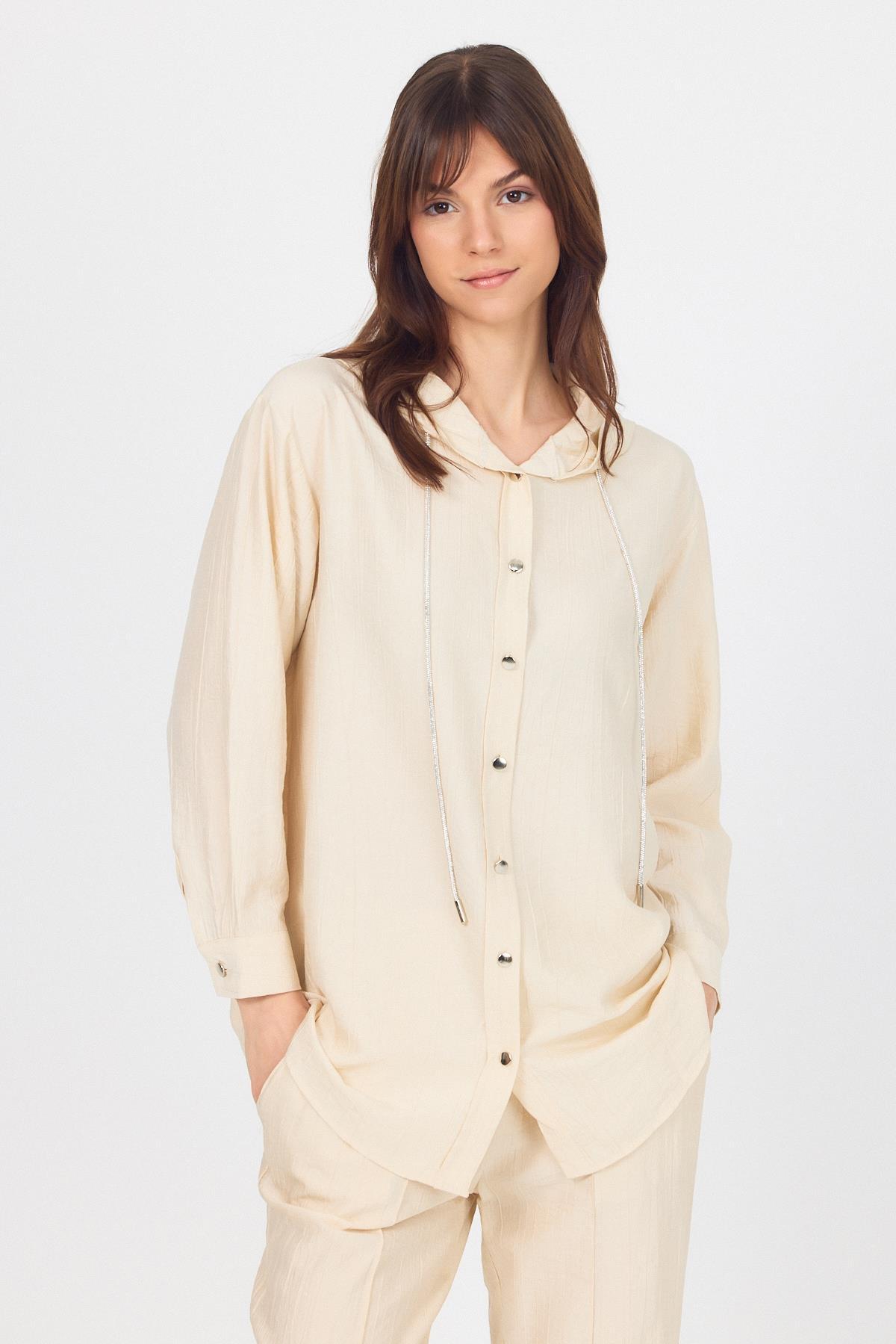 Bej Kapüşonlu Düğmeli İkili Takım 4585A - RAYS