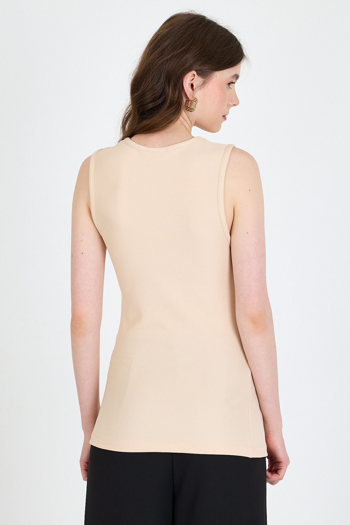 Bej Kolsuz Düğme Detaylı Cep Detaylı Bluz 017 - 5