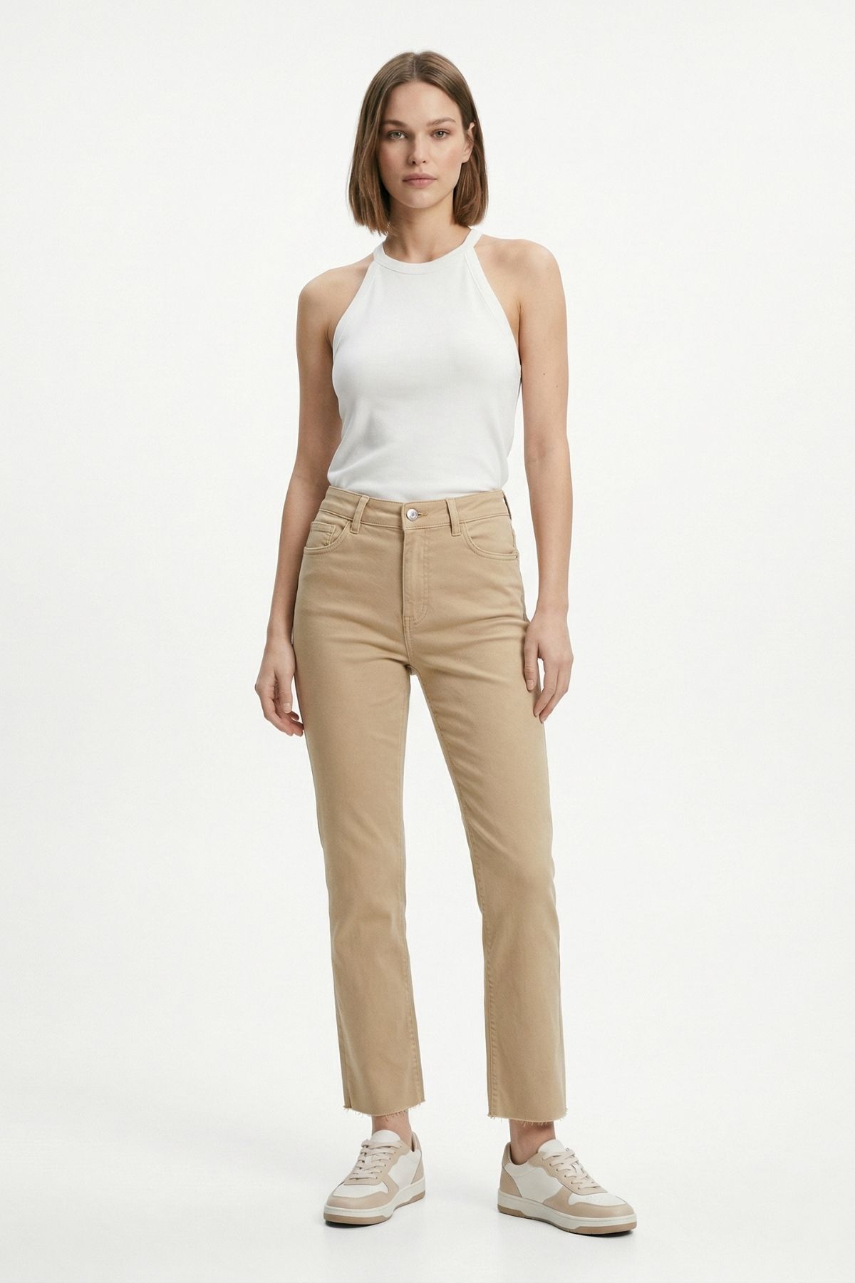 Bej Paçası Kesik Pantolon 0321 - 2