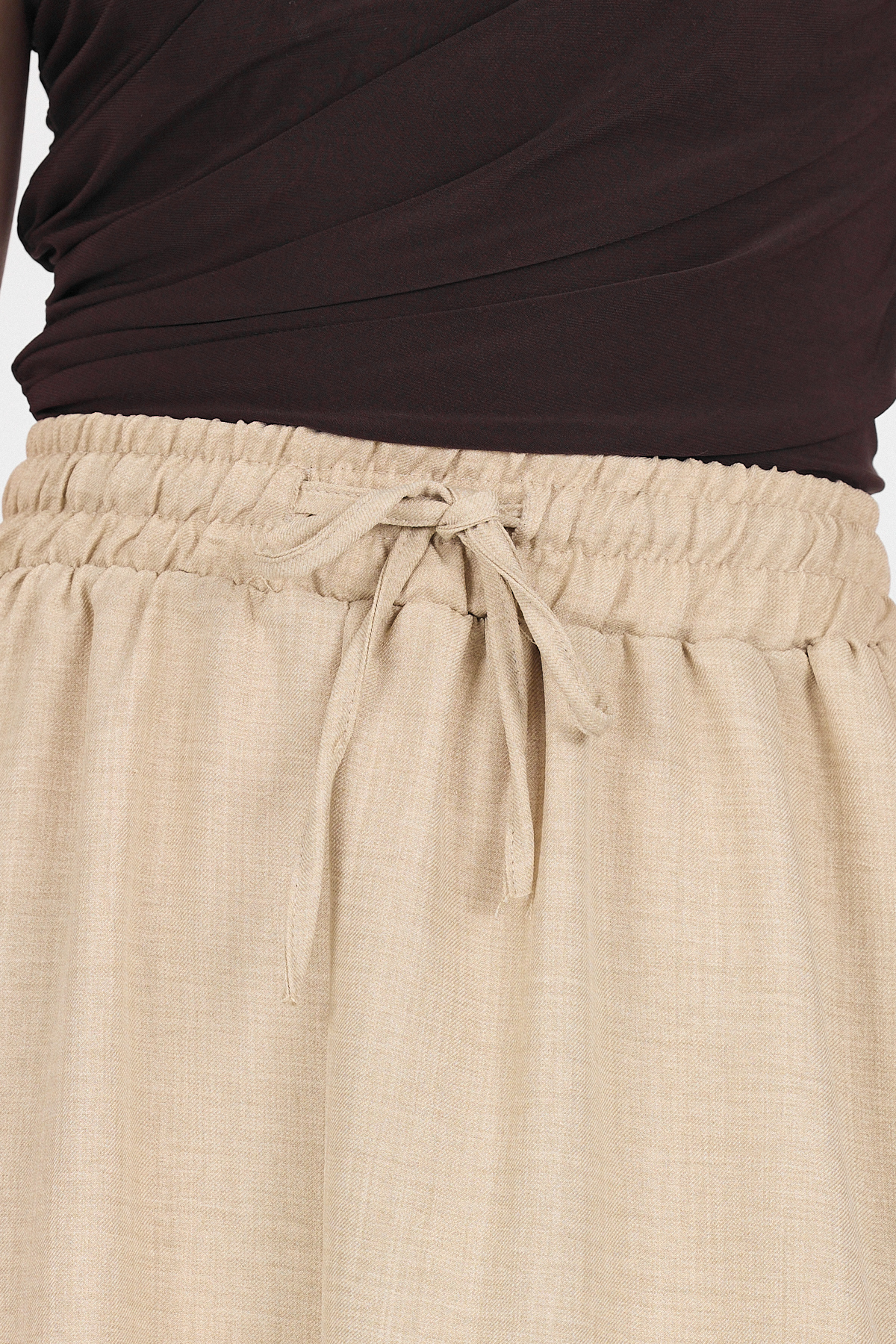 Bej Pamuklu Çan Kesim Bağcıklı Uzun Etek 8024 - 4