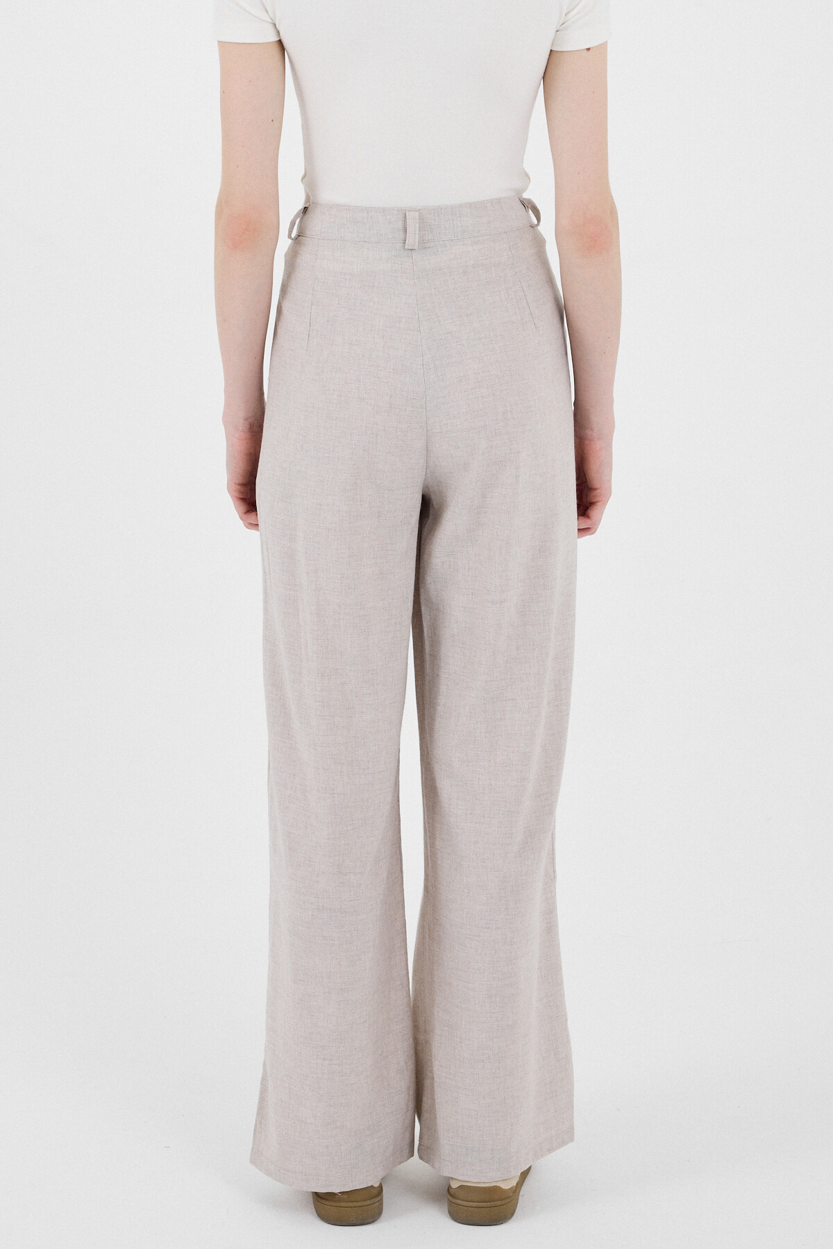 Bej Pile Detaylı Bol Paça/Palazzo Pantolon 4757A - 5