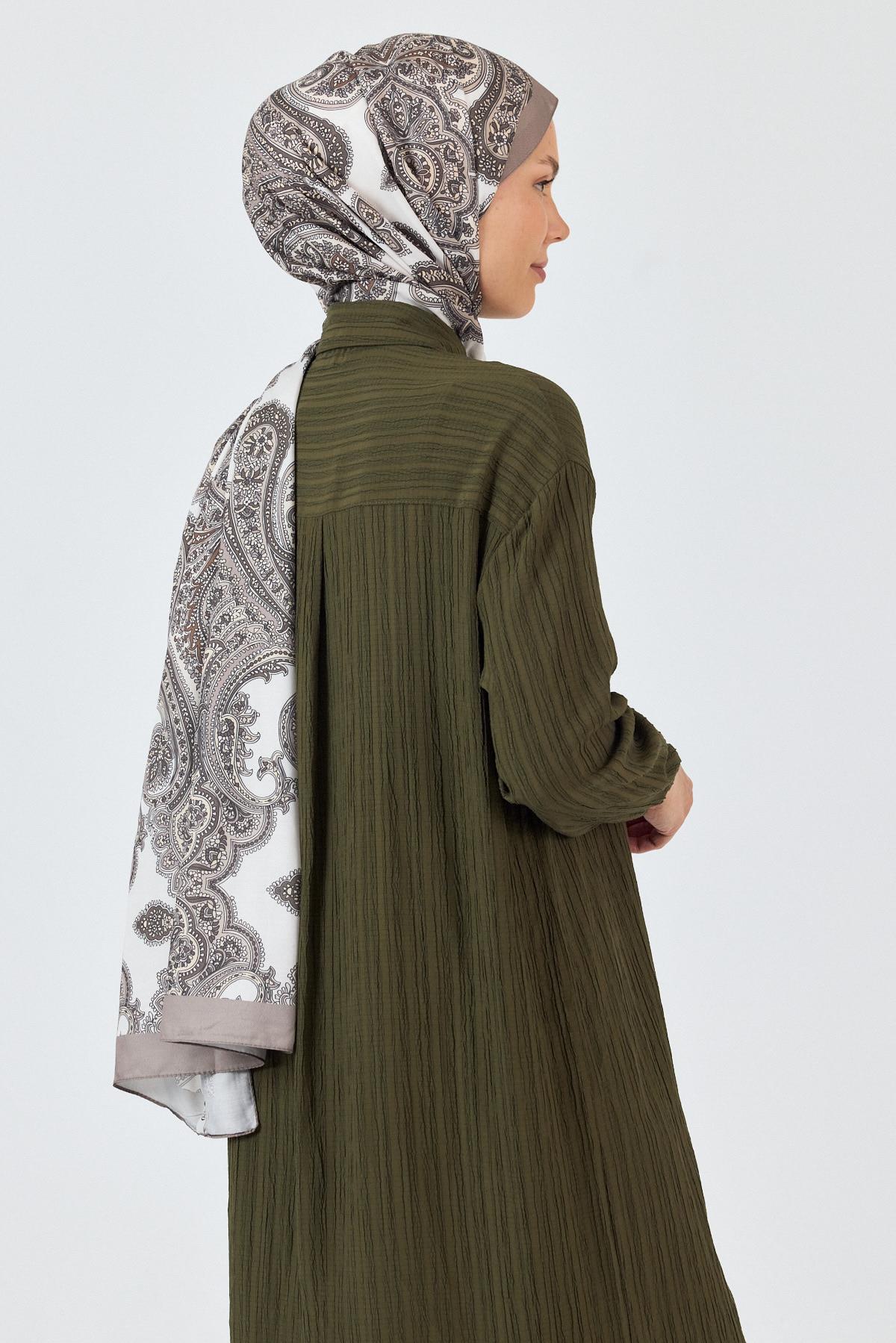 Bej Retro Desenli Şal 4002 - 4