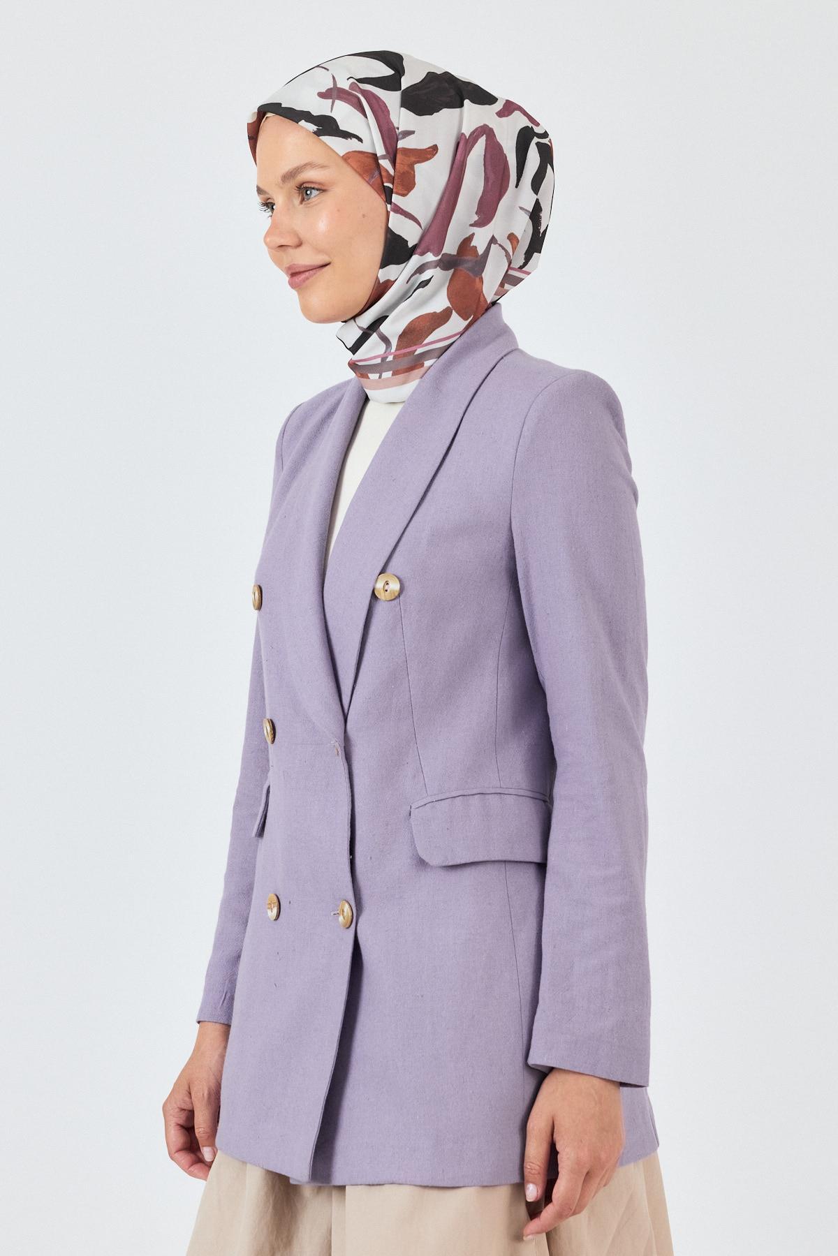 Bej Yaprak Desenli Eşarp 3004 - 1