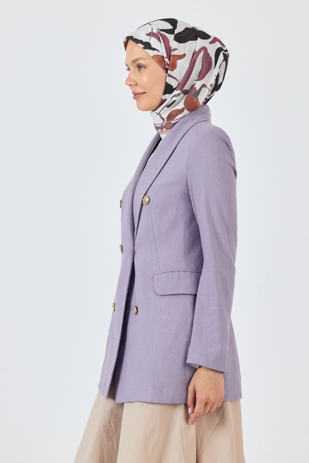 Bej Yaprak Desenli Eşarp 3004 - 6