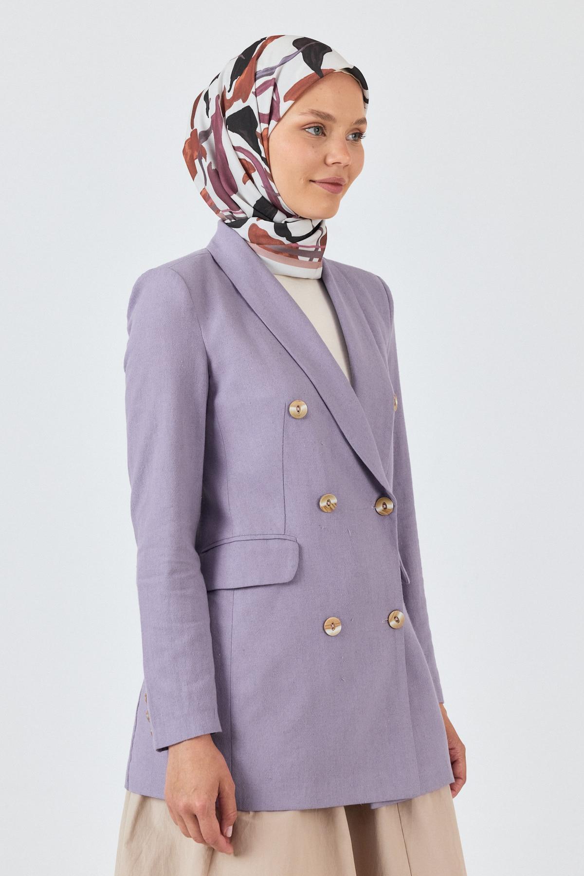 Bej Yaprak Desenli Eşarp 3004 - 5