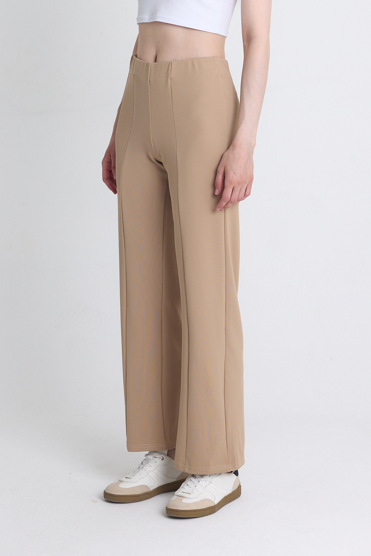 Bej Yüksek Bel Dikiş Detaylı Tayt Pantolon 1002 - RAYS (1)