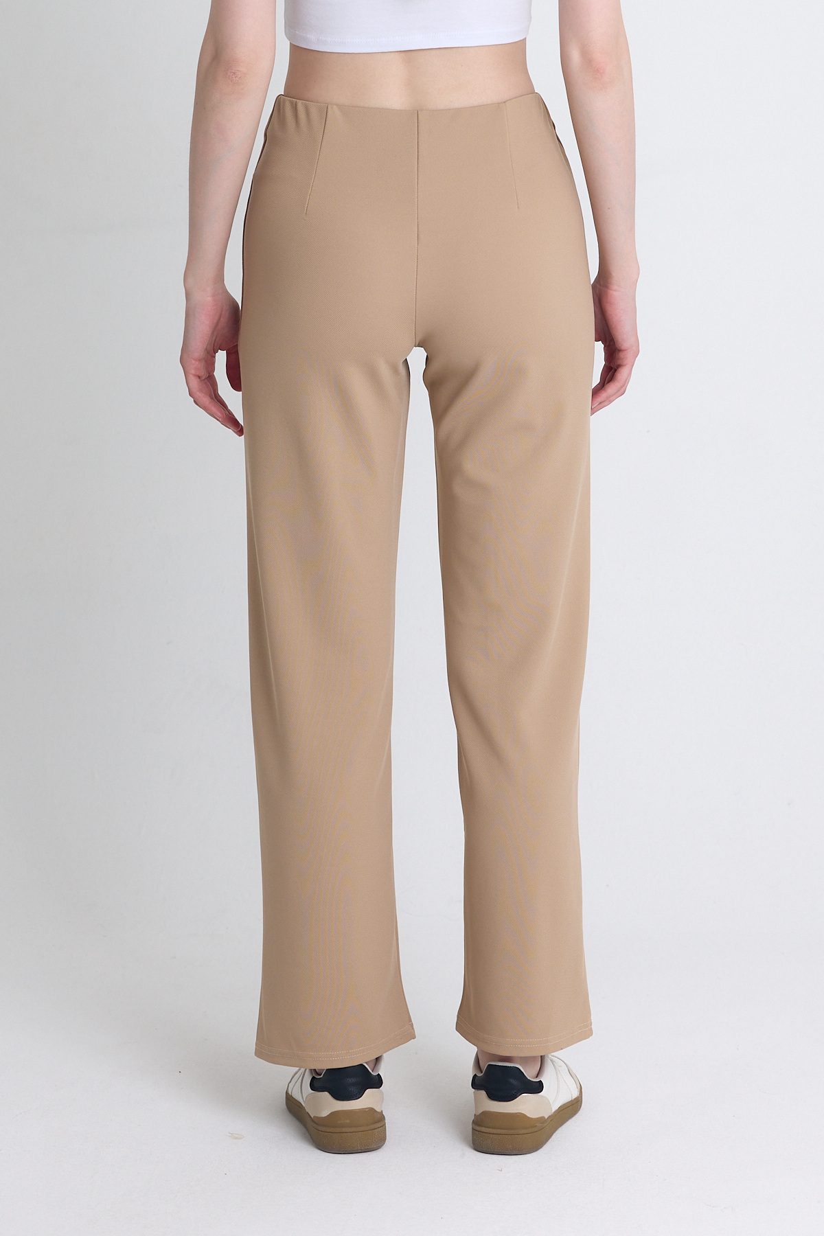 Bej Yüksek Bel Dikiş Detaylı Tayt Pantolon 1002 - 5