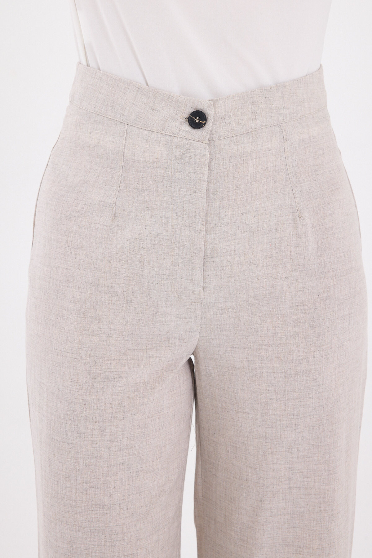 Bej Yüksek Bel Palazzo Kadın Pantolon 8021A - RAYS